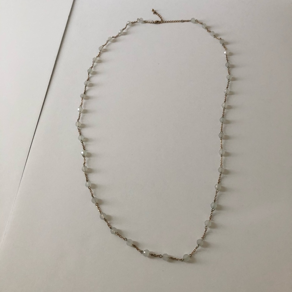 Long light mint green necklace